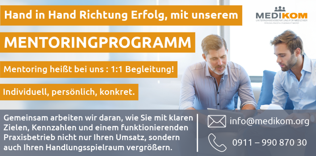 Vorstellung des Mentoringprogramms der MediKom Consulting GmbH, Mehr Infos unter info@dev9.webdesign-praxis.de