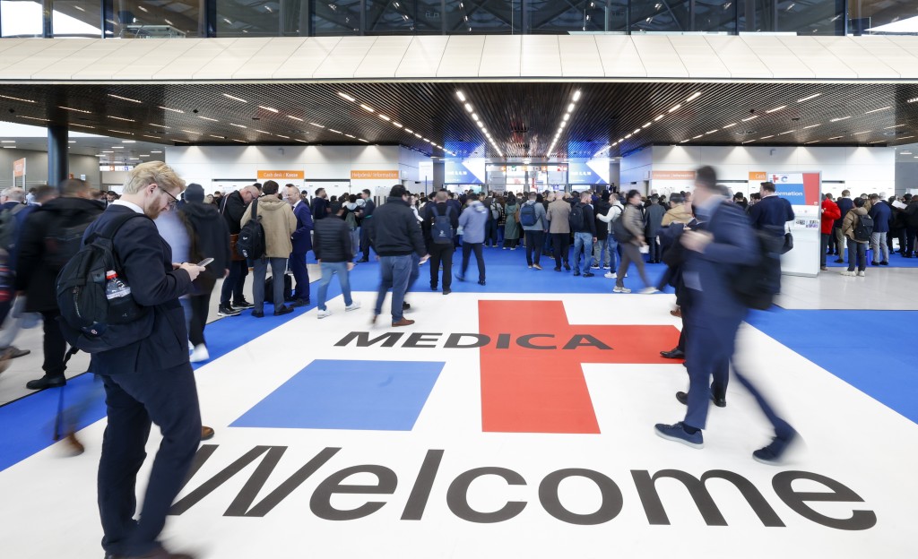 Der Eingang Nord der MEDICA Messe in Düsseldorf.